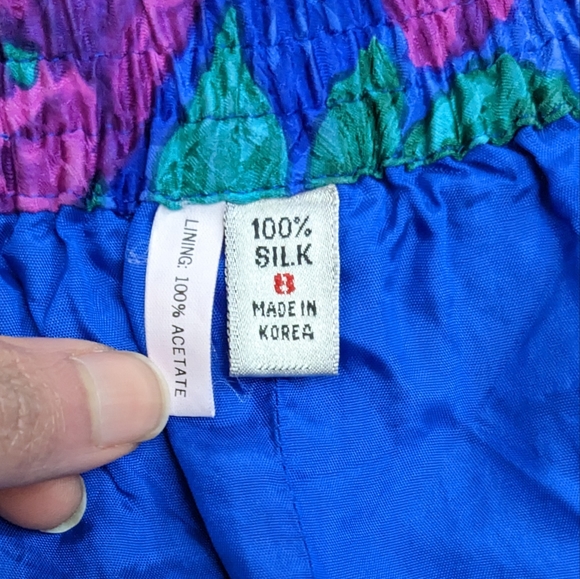 Vintage 100% silk dazzling floral pleated pencil skirt - Picture 5 of 16